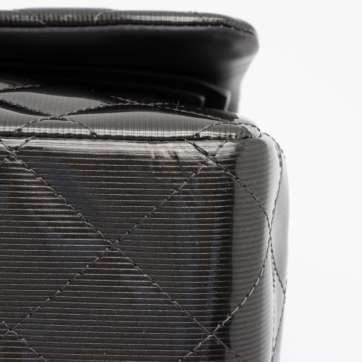 Chanel Patent Leather Stripe Classic Jumbo Double Flap Bag (SHF-xHciHb)