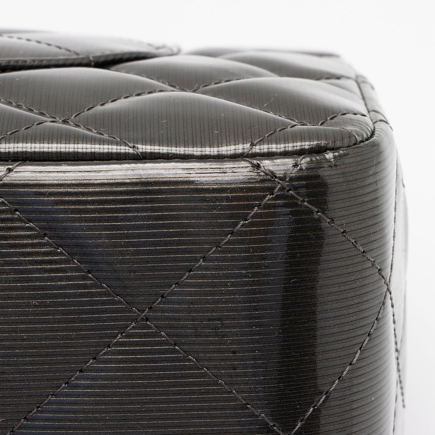 Chanel Patent Leather Stripe Classic Jumbo Double Flap Bag (SHF-xHciHb)