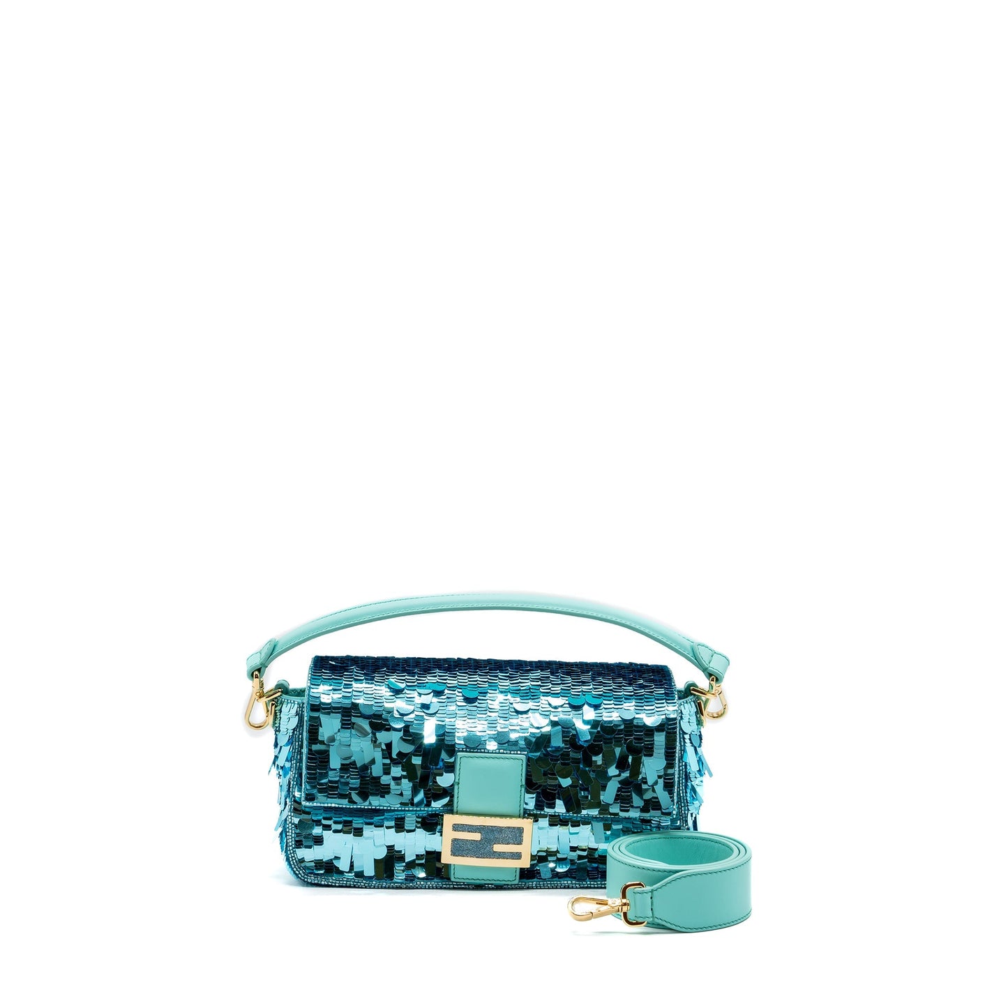 Fendi baguette bag sequin / leather blue GHW