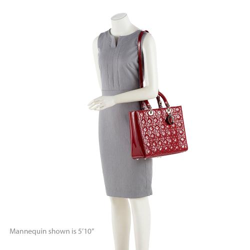 Dior Patent Leather Lady Dior Large Tote (SHF-17791)