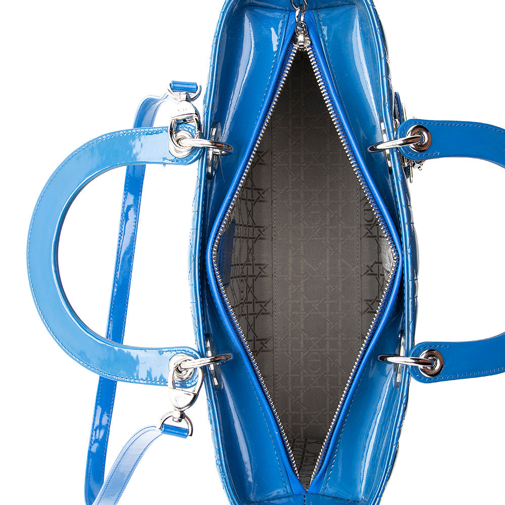 Dior Patent Leather Lady Dior Large Tote (SHF-19135)