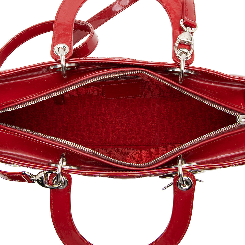 Dior Patent Leather Lady Dior Large Tote (SHF-19305)