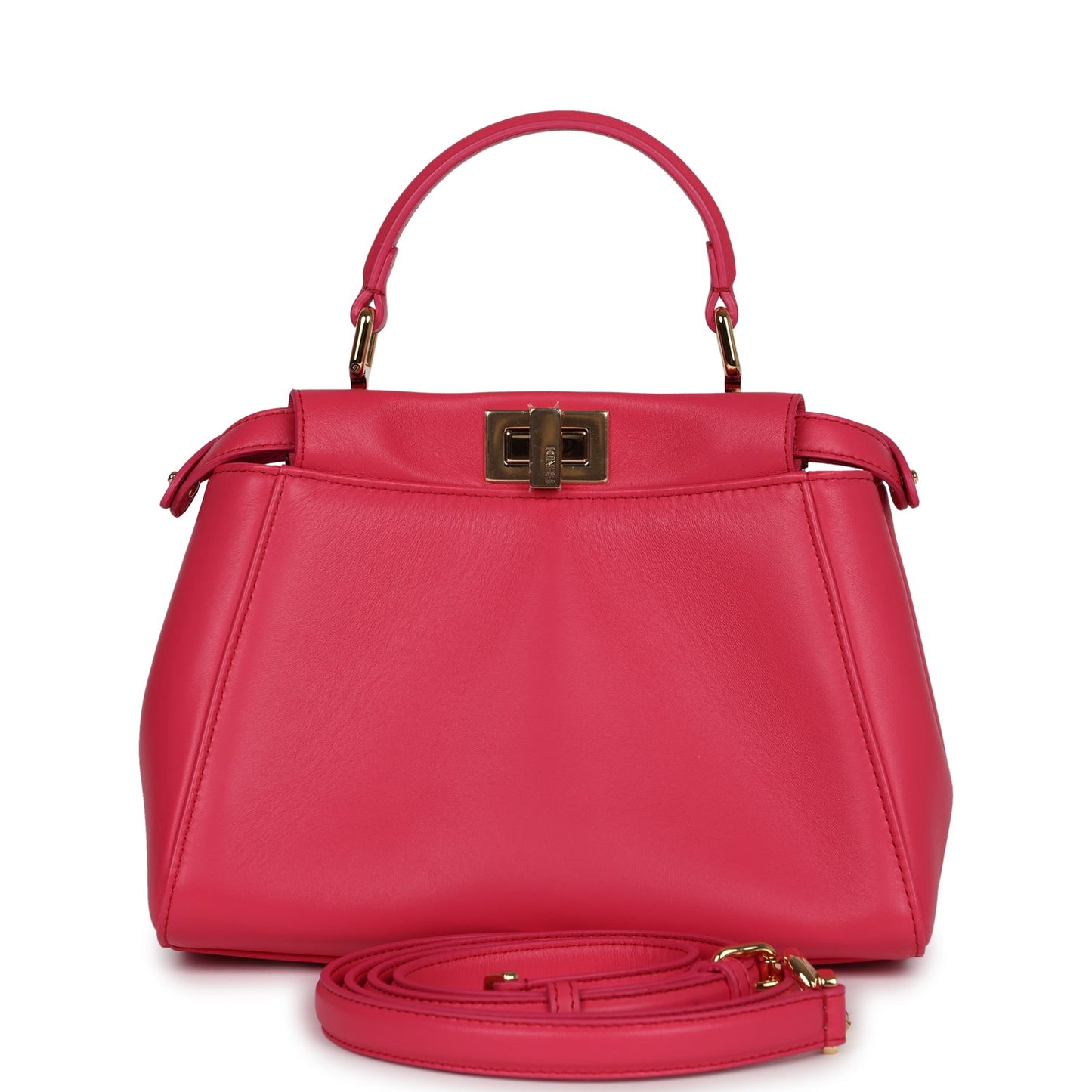 Fendi Mini Peekaboo Handbag Hot Pink Nappa Leather Gold Hardware