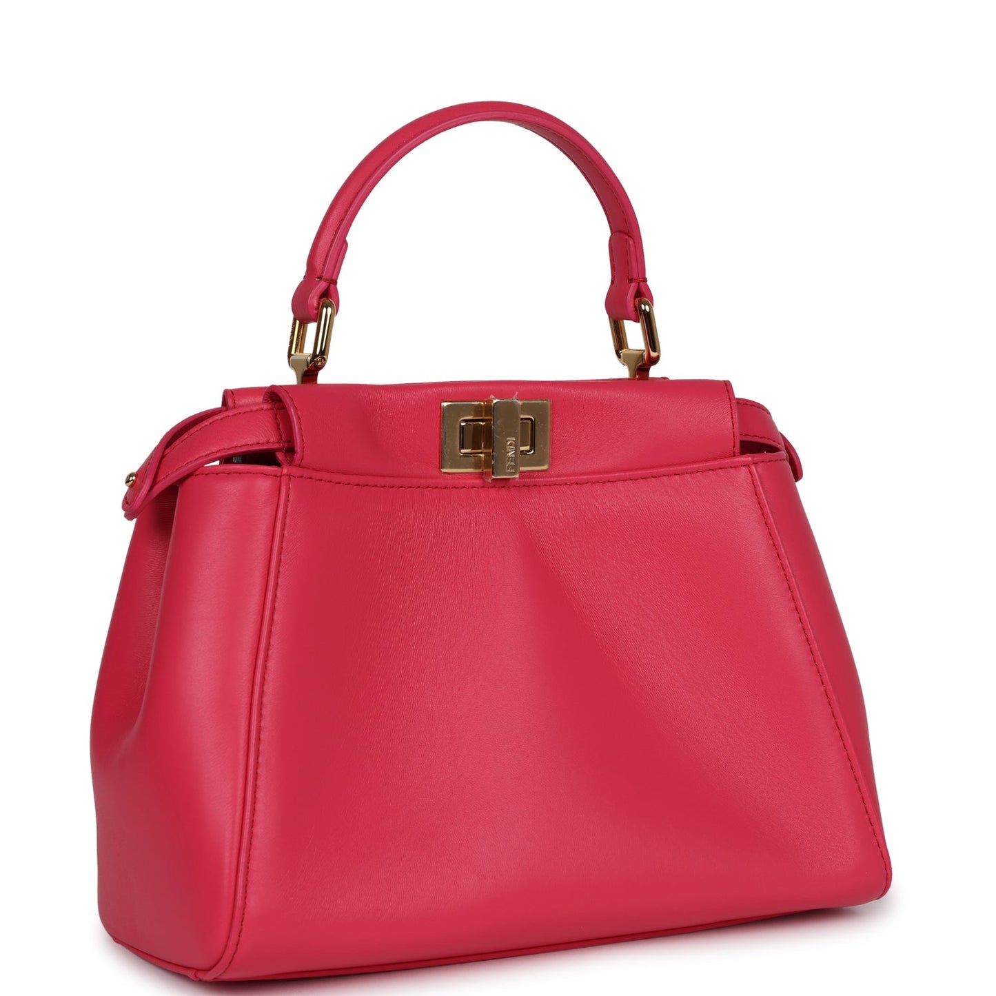 Fendi Mini Peekaboo Handbag Hot Pink Nappa Leather Gold Hardware