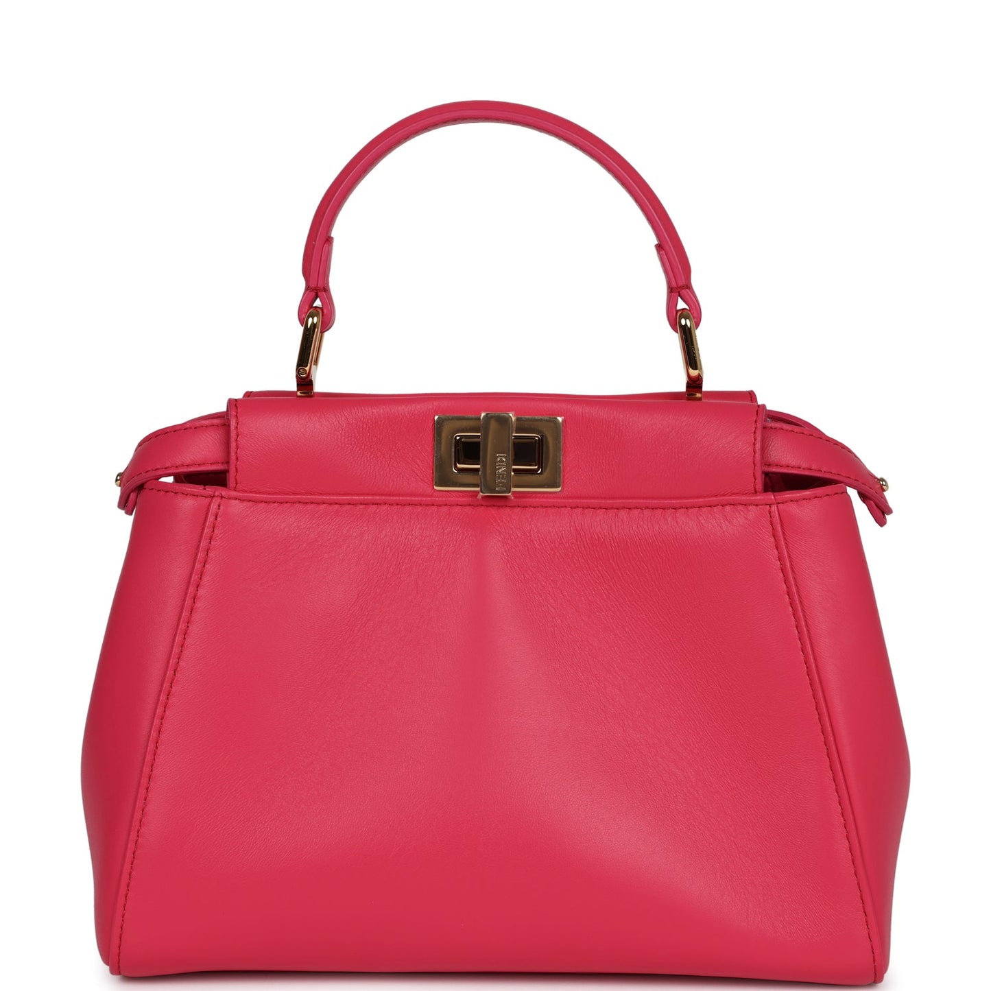 Fendi Mini Peekaboo Handbag Hot Pink Nappa Leather Gold Hardware