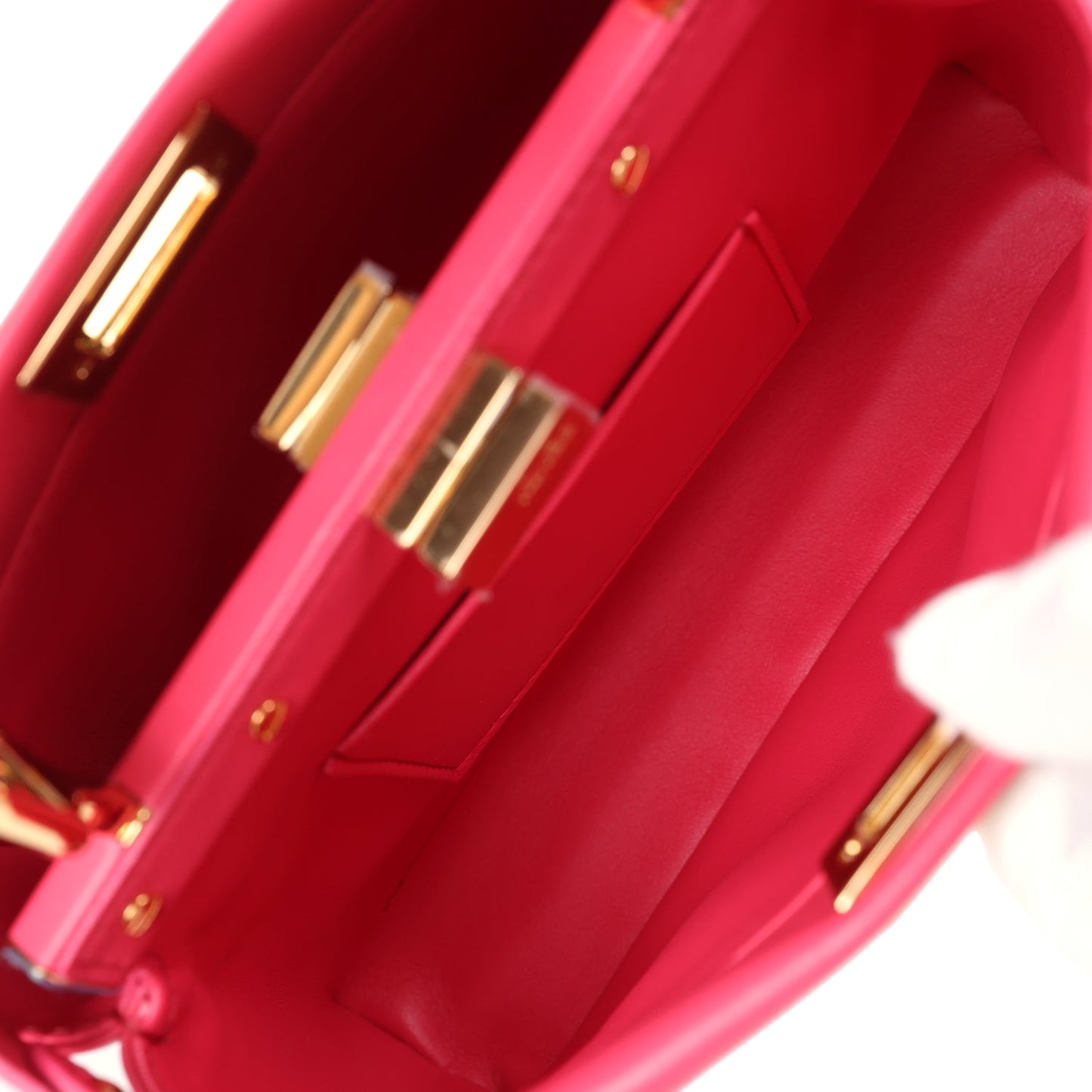 Fendi Mini Peekaboo Handbag Hot Pink Nappa Leather Gold Hardware