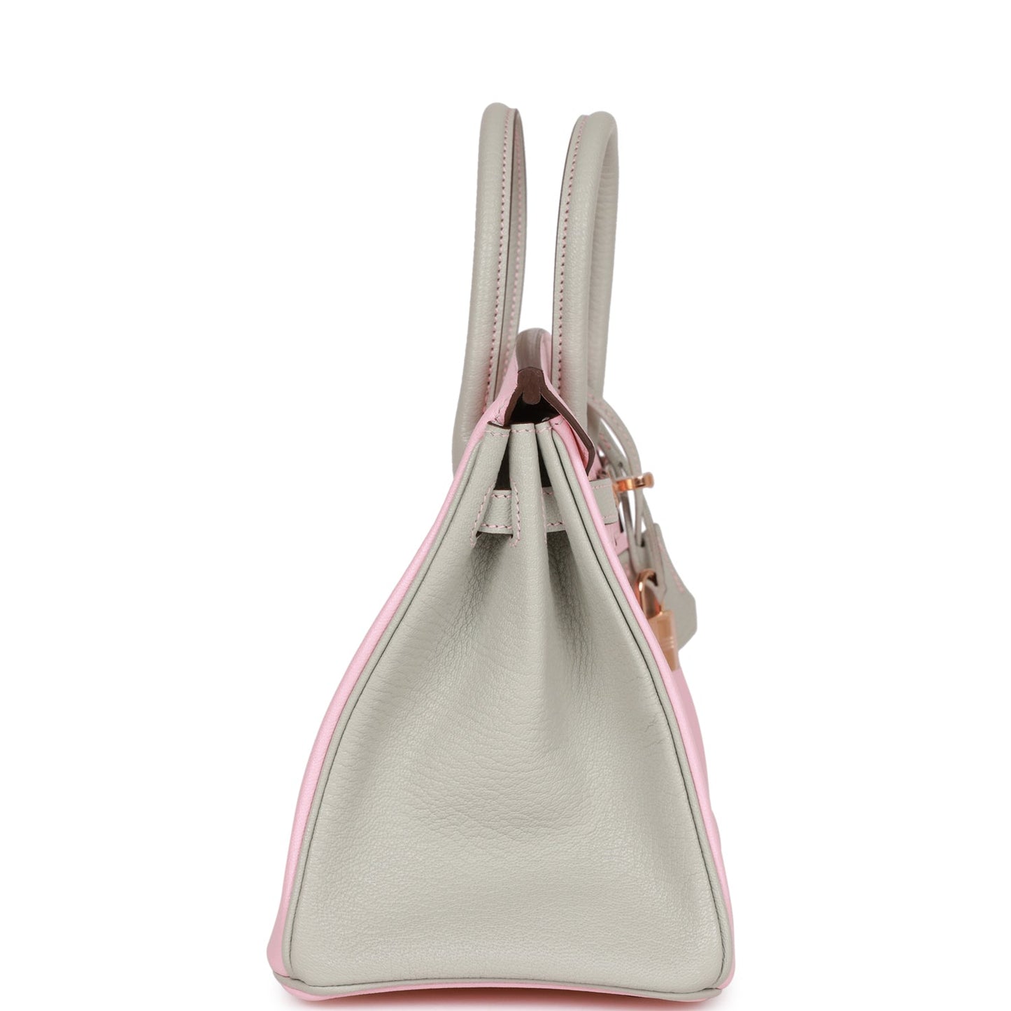 Hermes Special Order (HSS) Birkin 25 Rose Sakura and Gris Perle Chevre Mysore Rose Gold Hardware