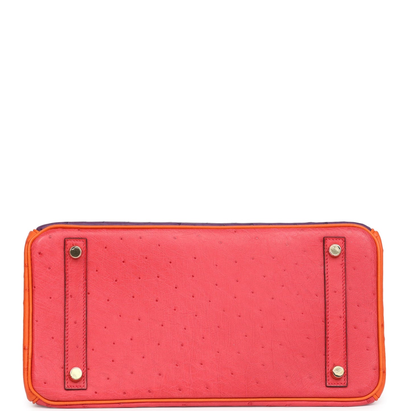 Pre-owned Hermes Special Order (HSS) Birkin 30 Tangerine, Violet and Bougainvillea Ostrich Gold Hardware