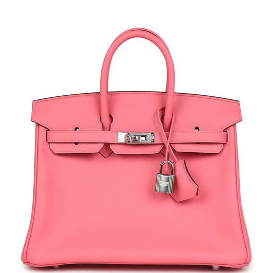 Hermes Birkin 25 Rose Azalee Swift Palladium Hardware