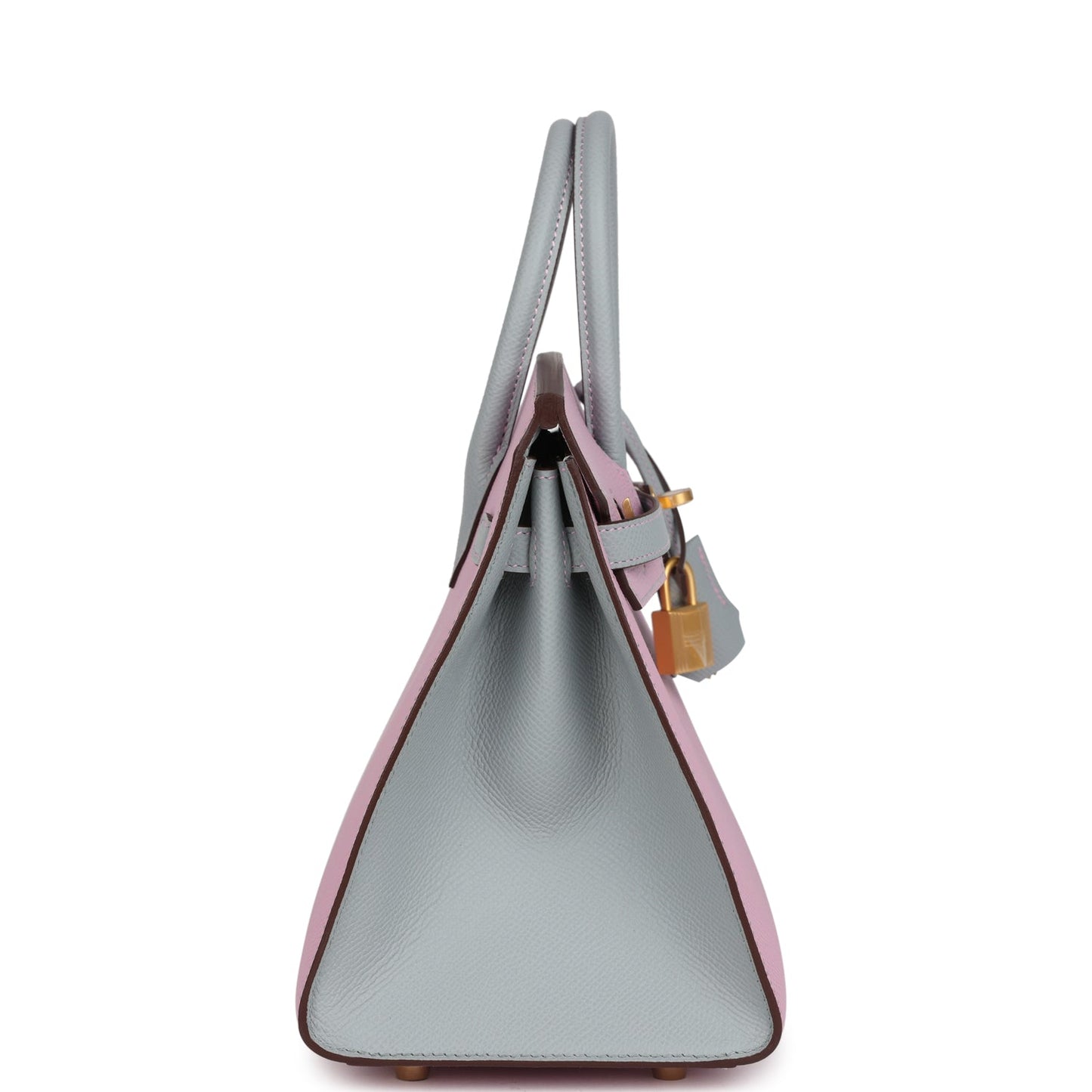 Hermes Special Order (HSS) Birkin Sellier 25 Mauve Sylvestre and Bleu Glacier Epsom Brushed Gold Hardware