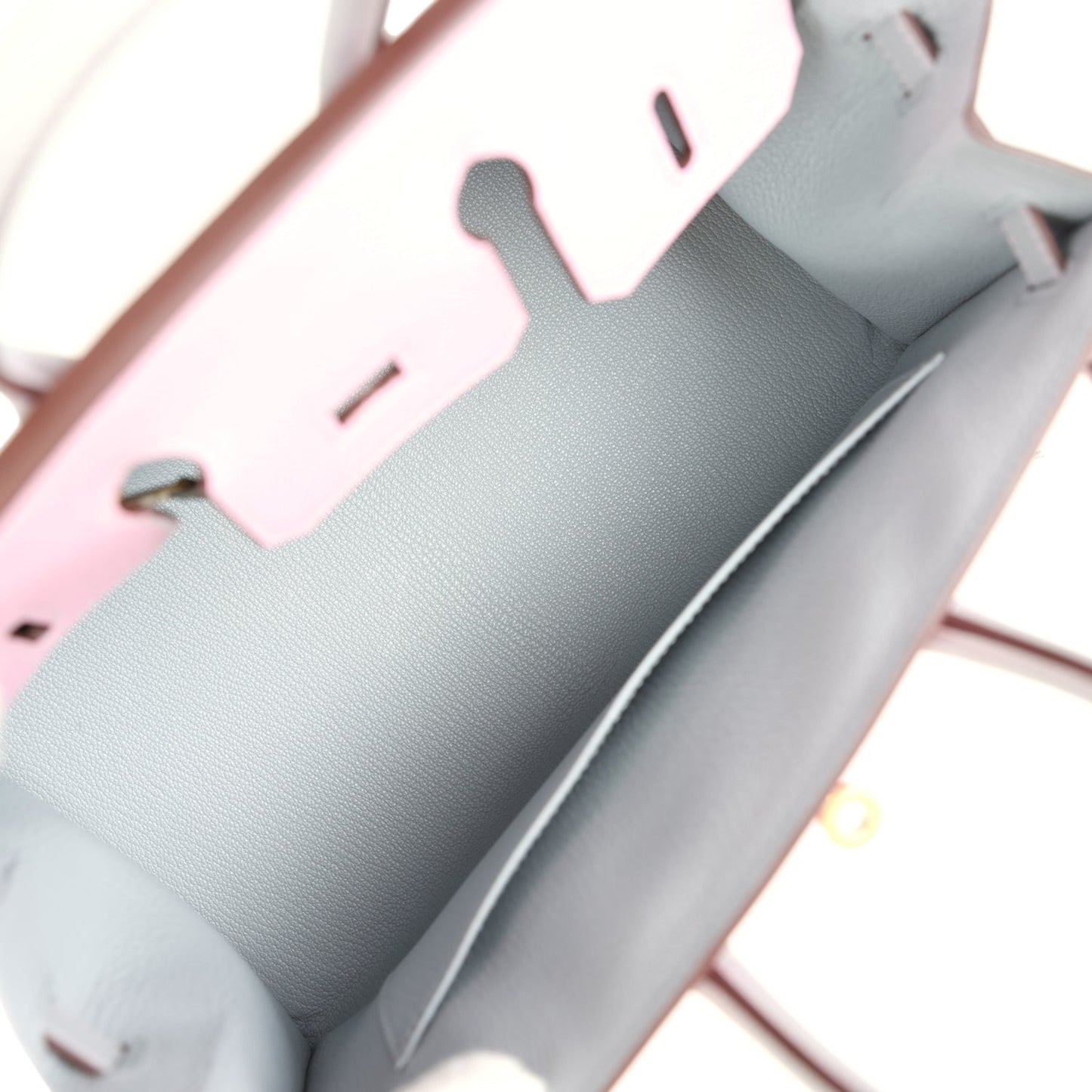 Hermes Special Order (HSS) Birkin Sellier 25 Mauve Sylvestre and Bleu Glacier Epsom Brushed Gold Hardware