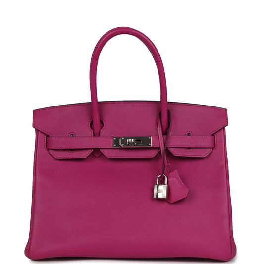Pre-owned Hermes Birkin 30 Rose Pourpre Epsom Palladium Hardware