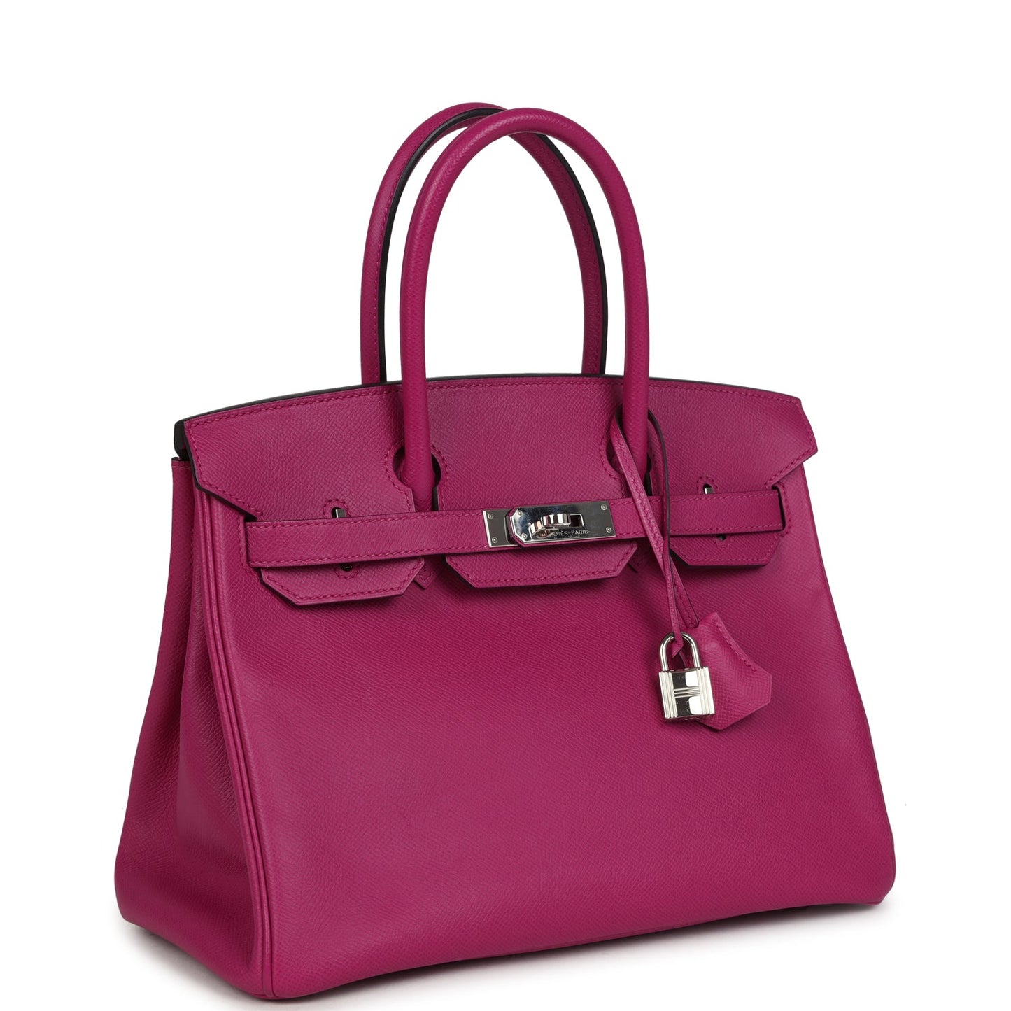 Pre-owned Hermes Birkin 30 Rose Pourpre Epsom Palladium Hardware