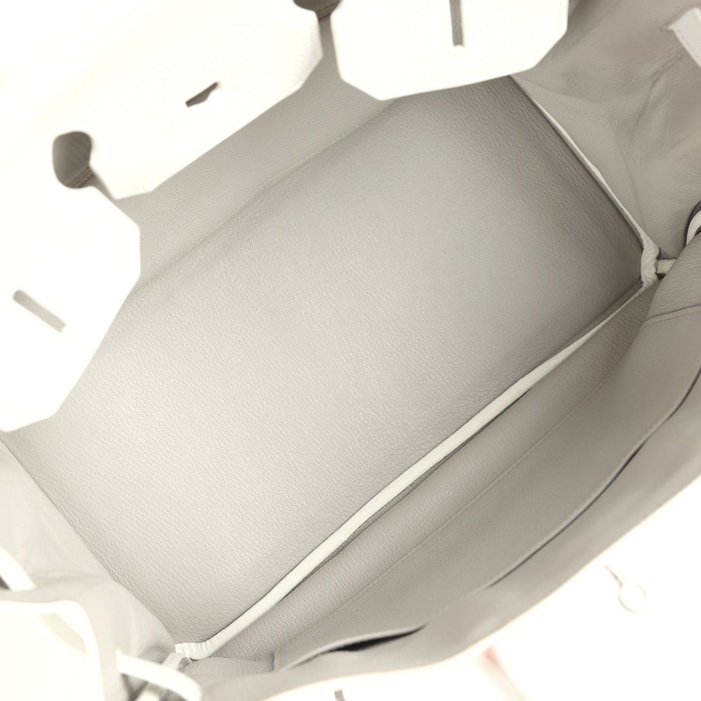 Pre-owned Hermes Birkin Club 35 White and Gris Perle Clemence and Sanguine Lizard Palladium Hardware