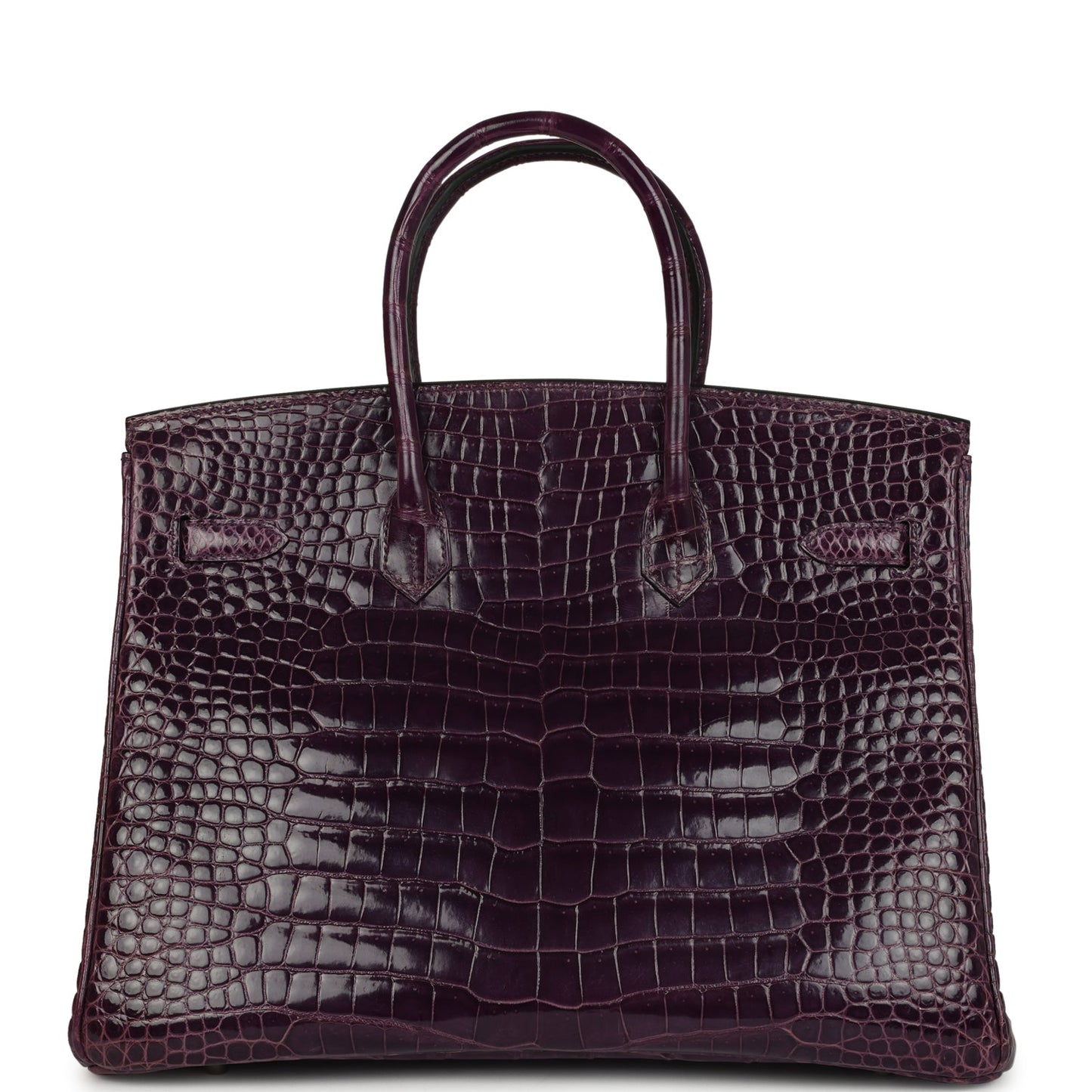 Pre-owned Hermes Birkin 35 Amethyst Shiny Porosus Crocodile Palladium Hardware