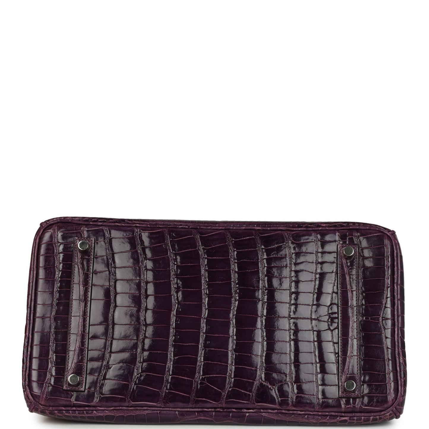 Pre-owned Hermes Birkin 35 Amethyst Shiny Porosus Crocodile Palladium Hardware