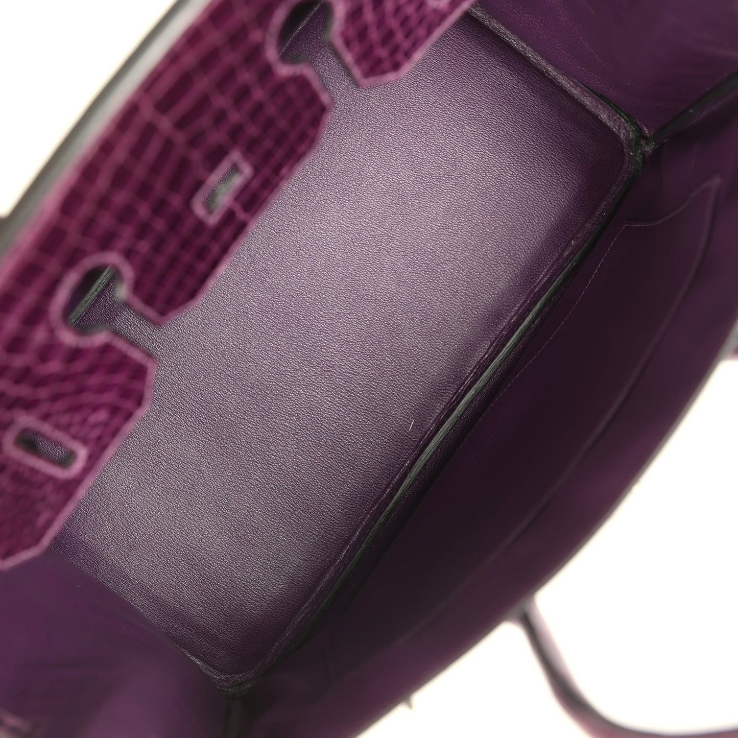 Pre-owned Hermes Birkin 35 Amethyst Shiny Porosus Crocodile Palladium Hardware