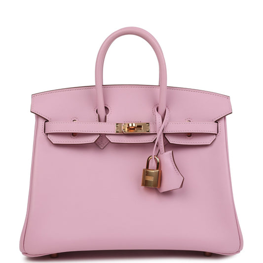 Hermes Birkin 25 Mauve Sylvestre Swift Rose Gold Hardware