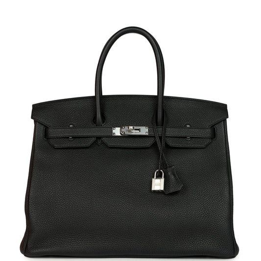 Pre-owned Hermes Birkin 35 Black Togo Palladium Hardware