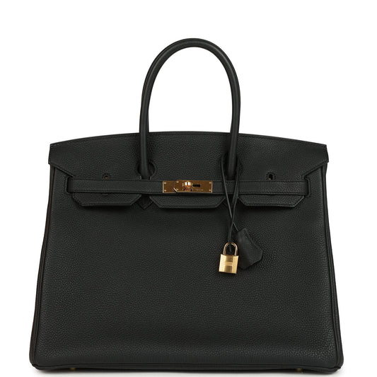 Pre-owned Hermes Birkin 35 Black Togo Gold Hardware