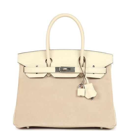 Hermes Birkin 30 Glycine Grizzly and Nata Swift Palladium Hardware