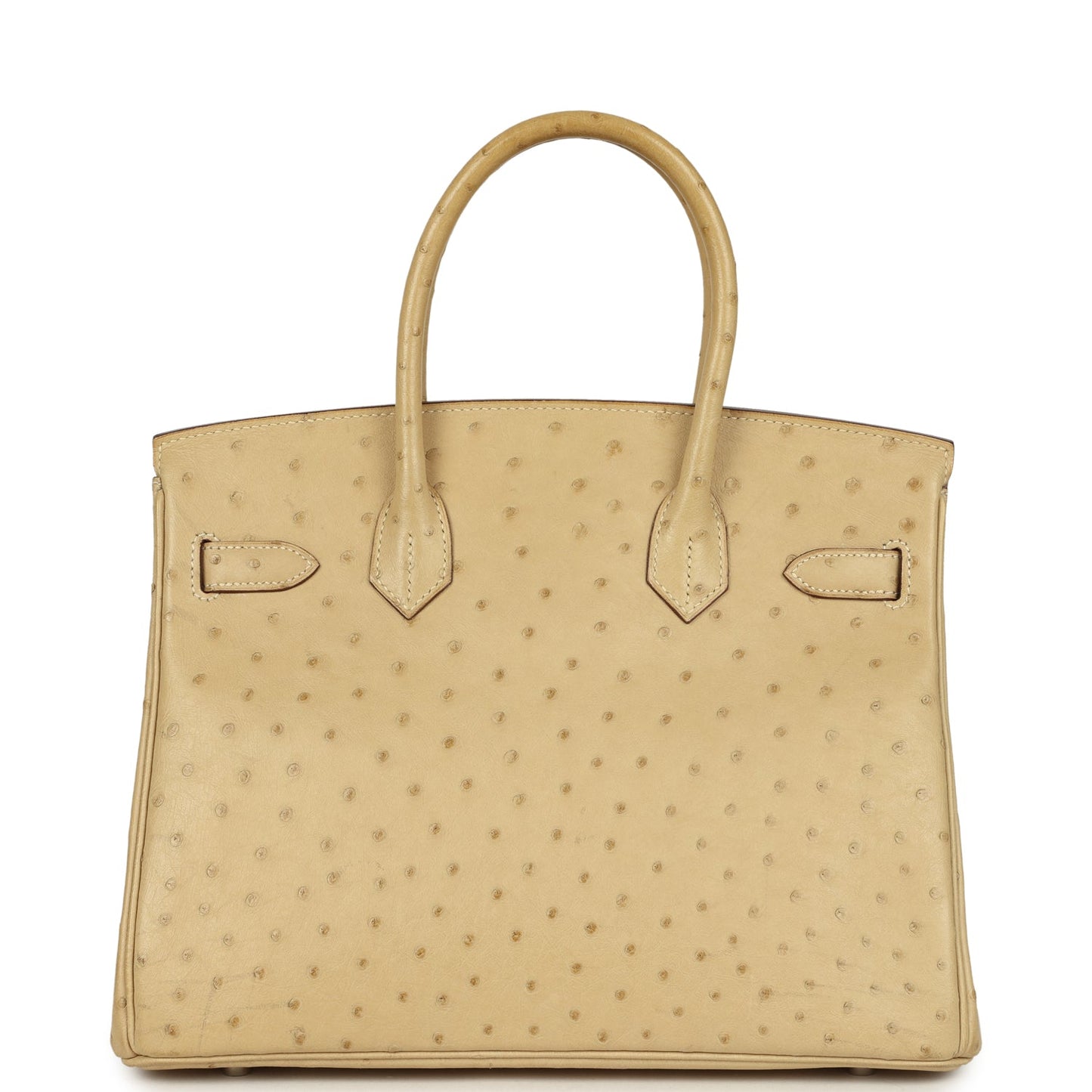 Pre-owned Hermes Birkin 30 Parchemin Ostrich Palladium Hardware