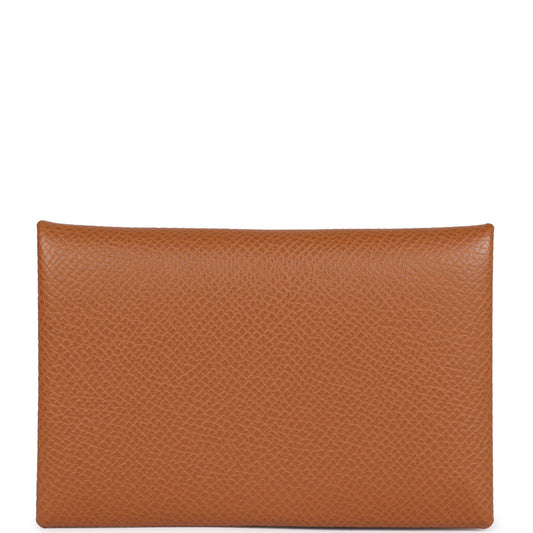 Hermes Calvi Card Holder Gold Epsom Palladium Hardware