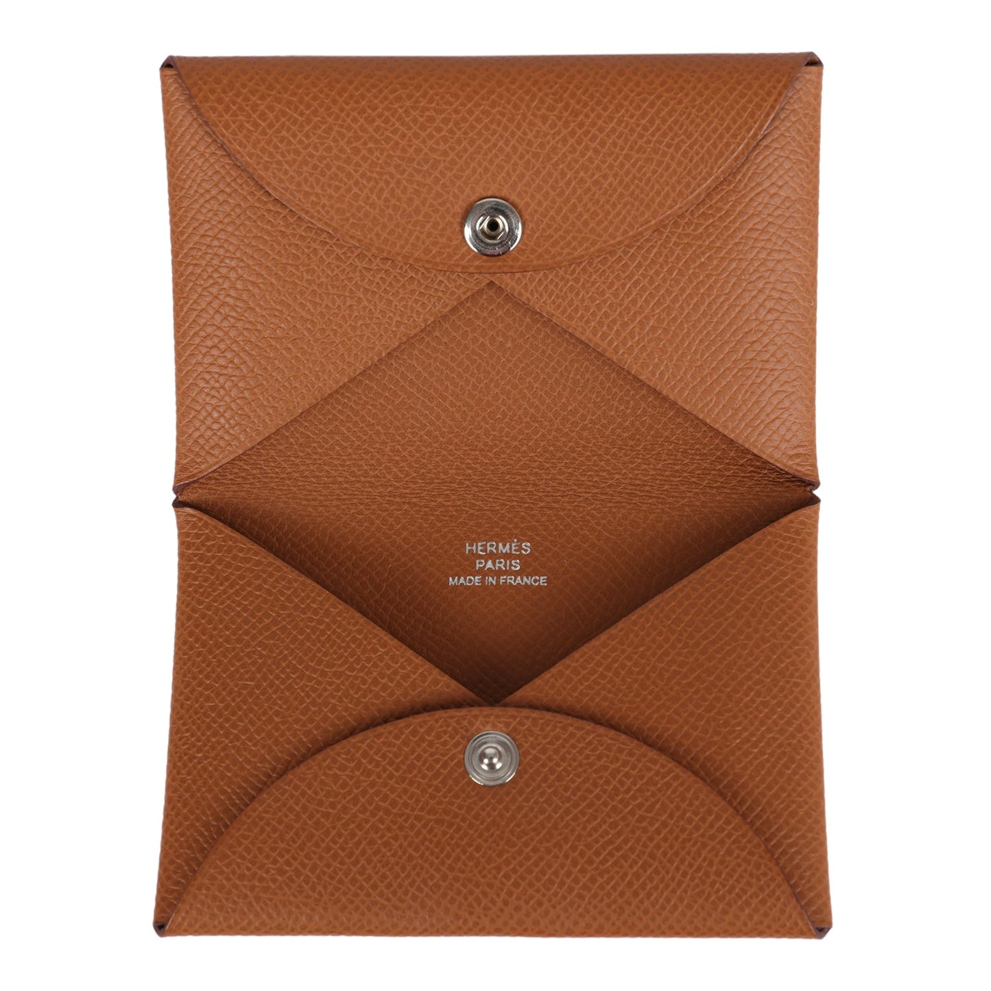 Hermes Calvi Card Holder Gold Epsom Palladium Hardware