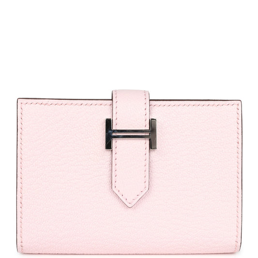 Hermes Bearn Card Holder Rose Darling Chevre Mysore Palladium Hardware