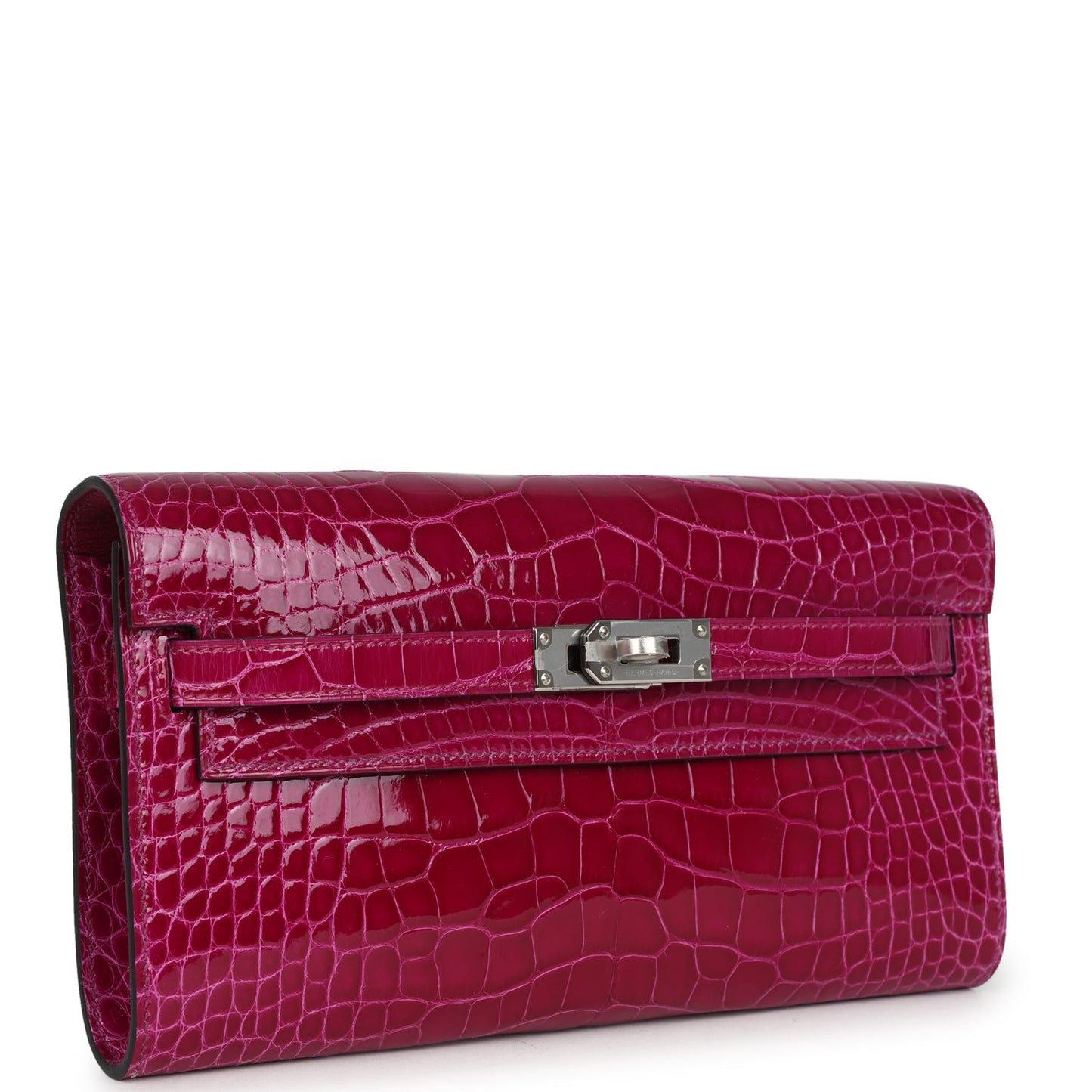 Hermes Kelly Wallet To Go Rose Pourpre Shiny Alligator Palladium Hardware