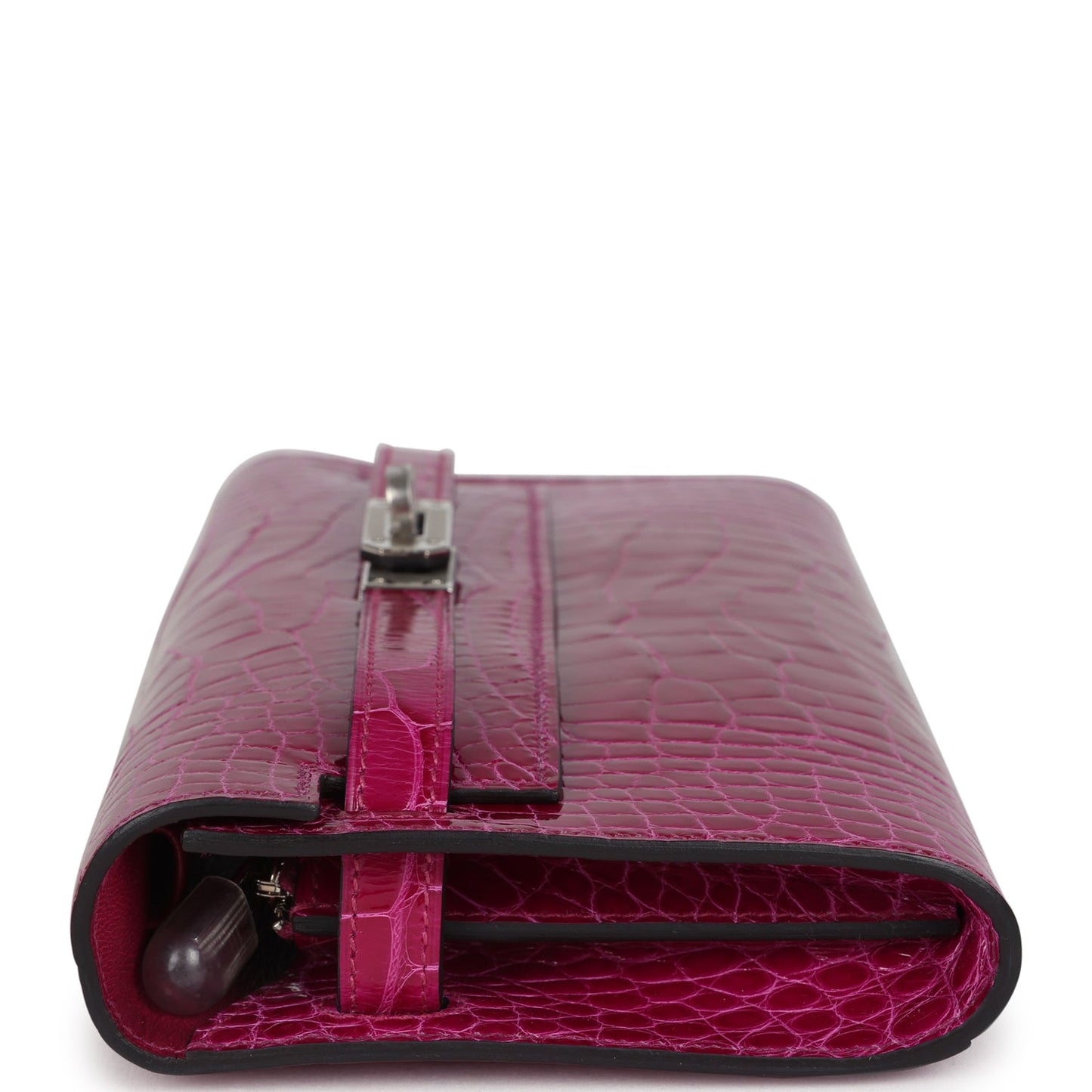 Hermes Kelly Wallet To Go Rose Pourpre Shiny Alligator Palladium Hardware