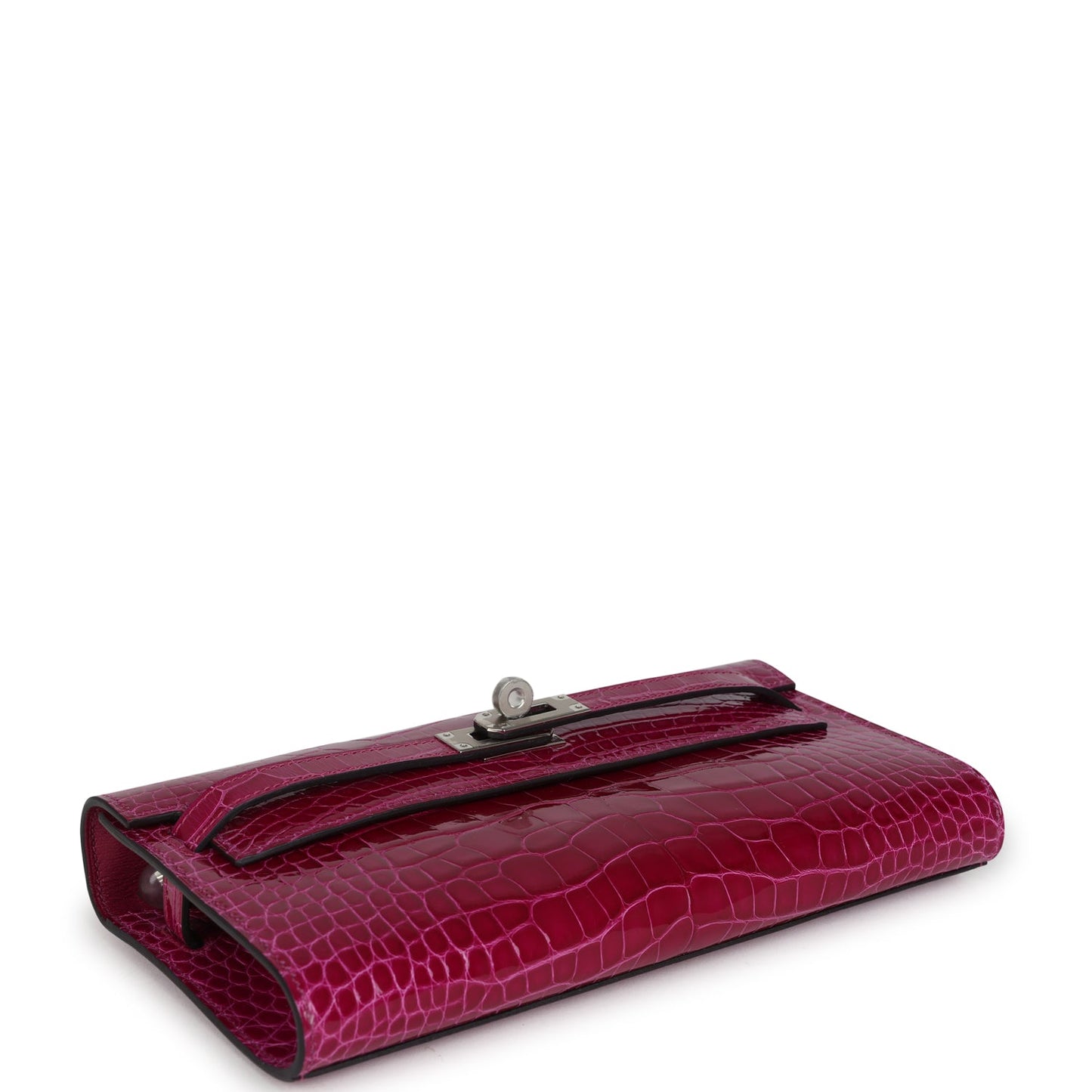Hermes Kelly Wallet To Go Rose Pourpre Shiny Alligator Palladium Hardware