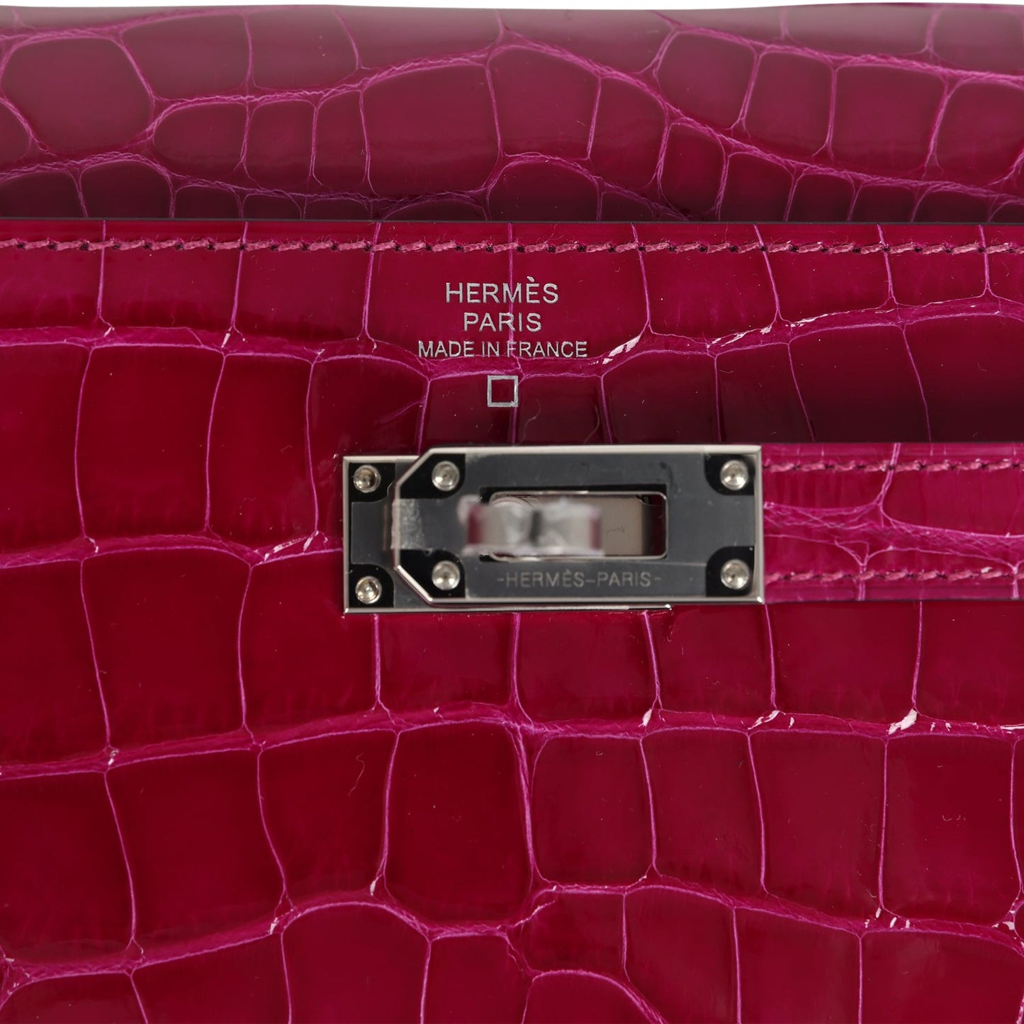 Hermes Kelly Wallet To Go Rose Pourpre Shiny Alligator Palladium Hardware