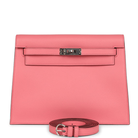 Hermes Kelly Danse Rose Azalee Verso Evercolor Palladium Hardware