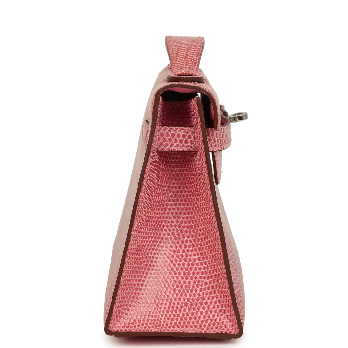 Pre-owned Hermes Kelly Pochette 5P Bubblegum Niloticus Lizard Palladium Hardware