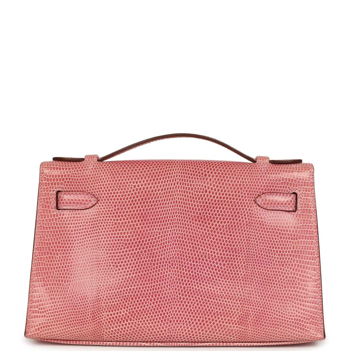 Pre-owned Hermes Kelly Pochette 5P Bubblegum Niloticus Lizard Palladium Hardware