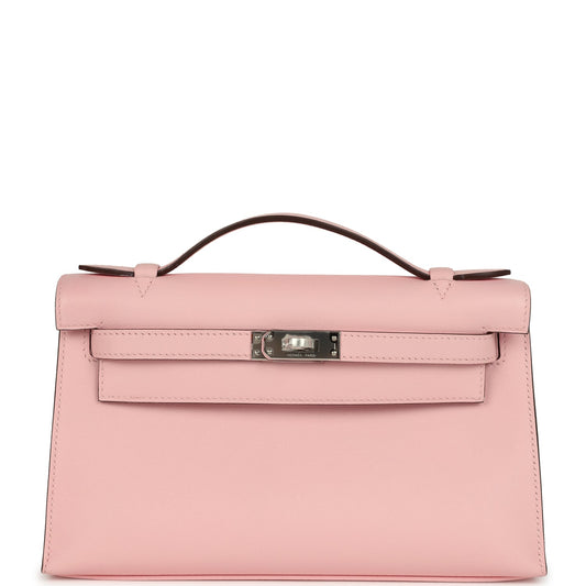 Hermes Kelly Pochette Rose Sakura Swift Palladium Hardware