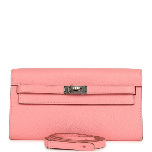 Hermes Kelly Wallet To Go Rose Confetti Epsom Palladium Hardware