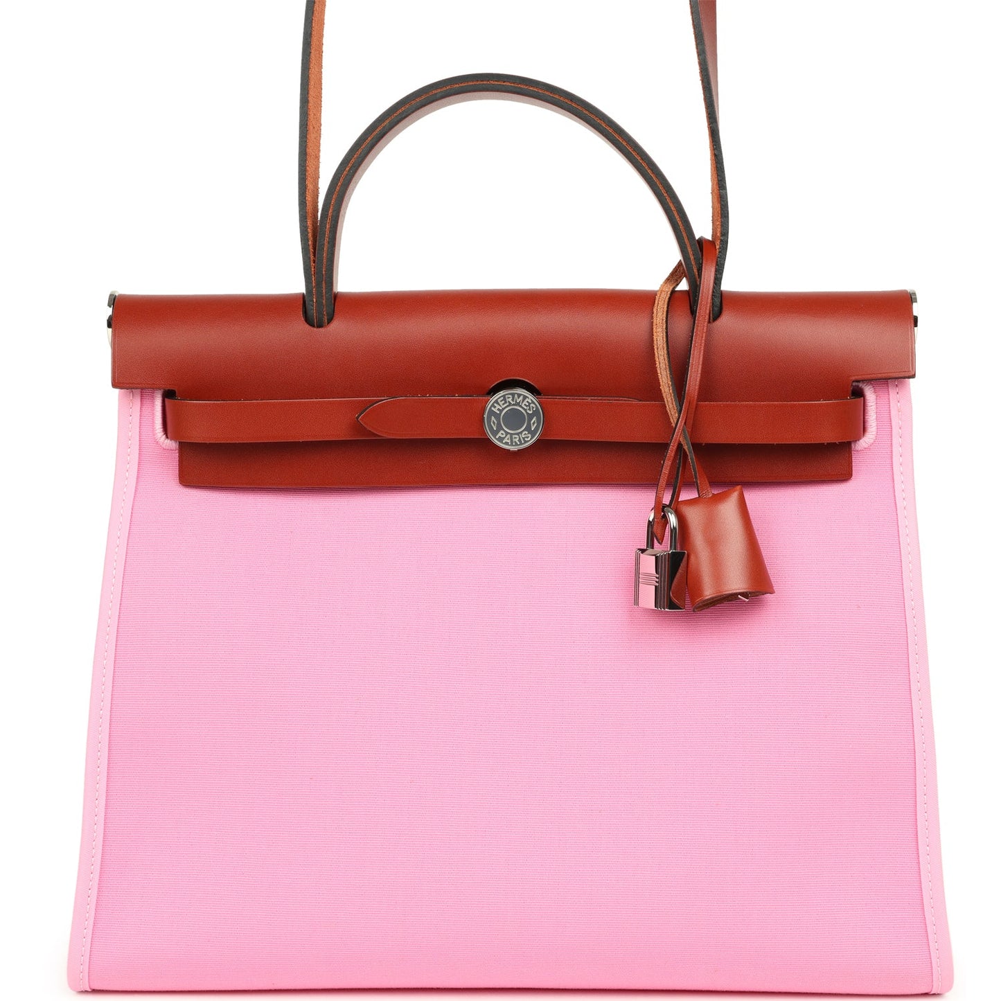 Hermes Herbag Zip PM 31 Bubblegum Pink Officier Canvas and Cuivre Hunter Palladium Hardware