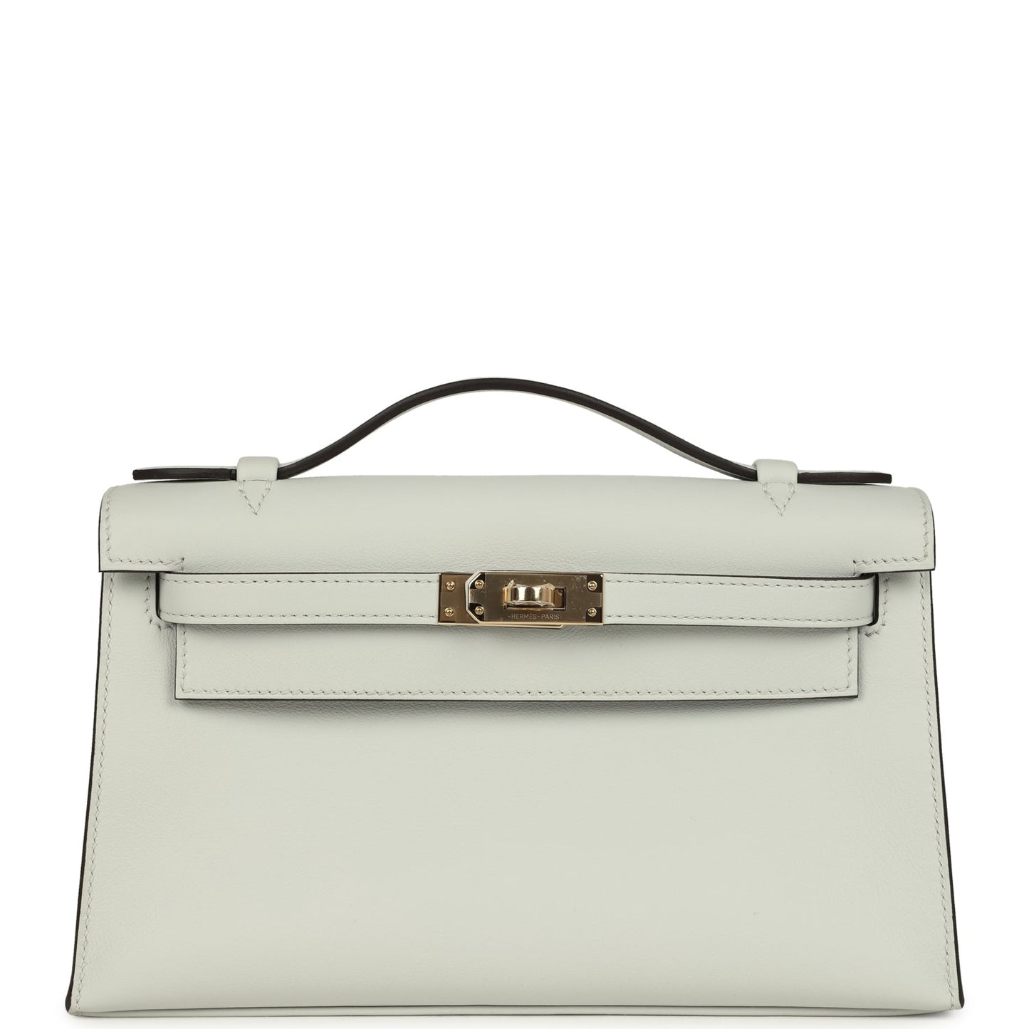 Hermes Kelly Pochette Gris Platine Swift Permabrass Hardware