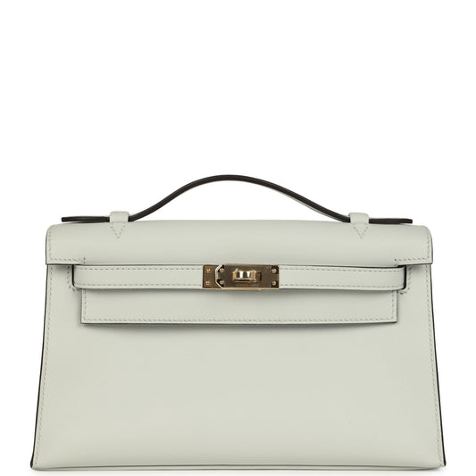 Hermes Kelly Pochette Gris Platine Swift Permabrass Hardware