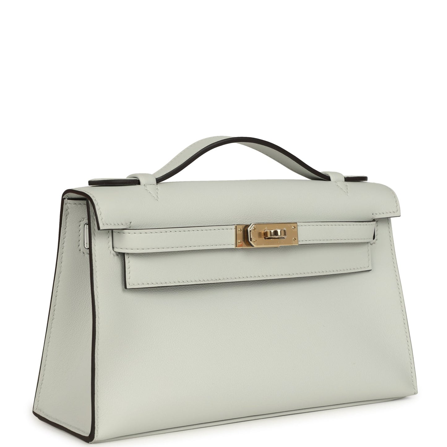 Hermes Kelly Pochette Gris Platine Swift Permabrass Hardware