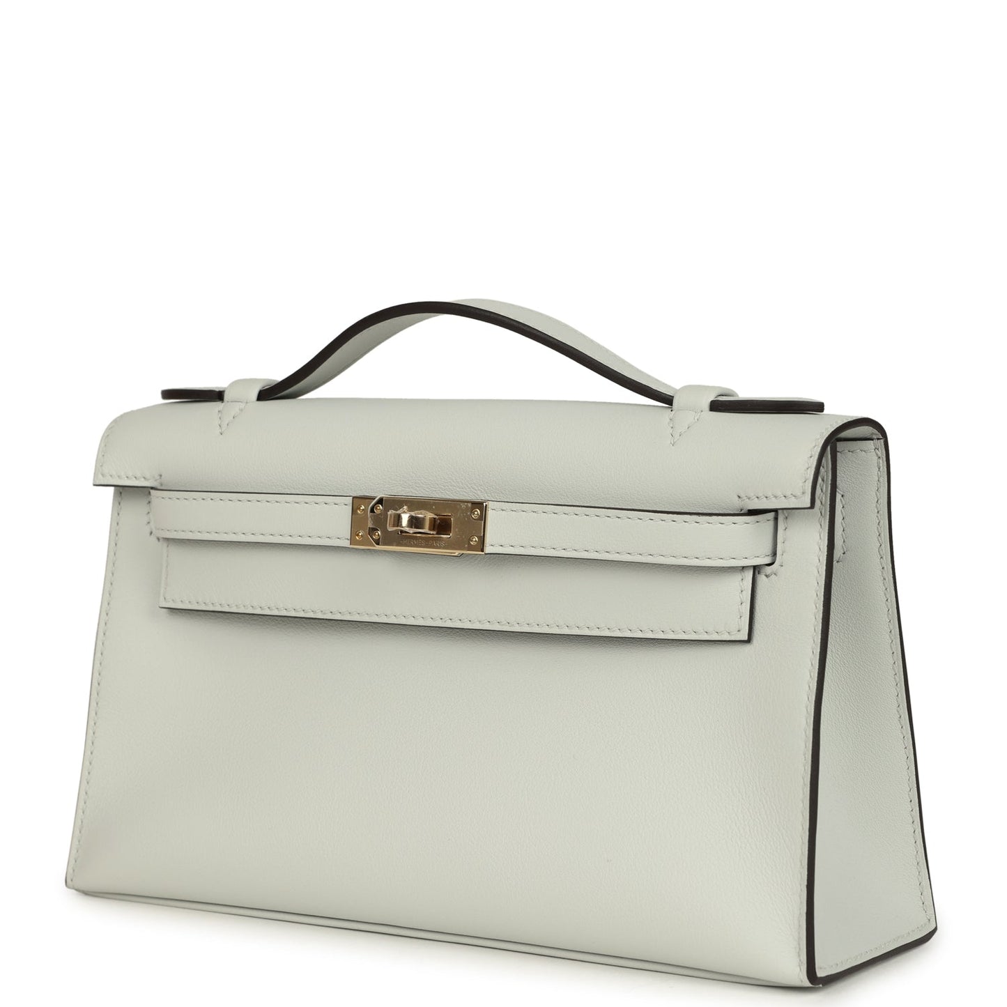 Hermes Kelly Pochette Gris Platine Swift Permabrass Hardware