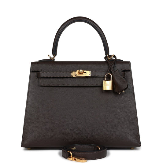 Hermes Kelly Sellier 25 Ebene Epsom Gold Hardware