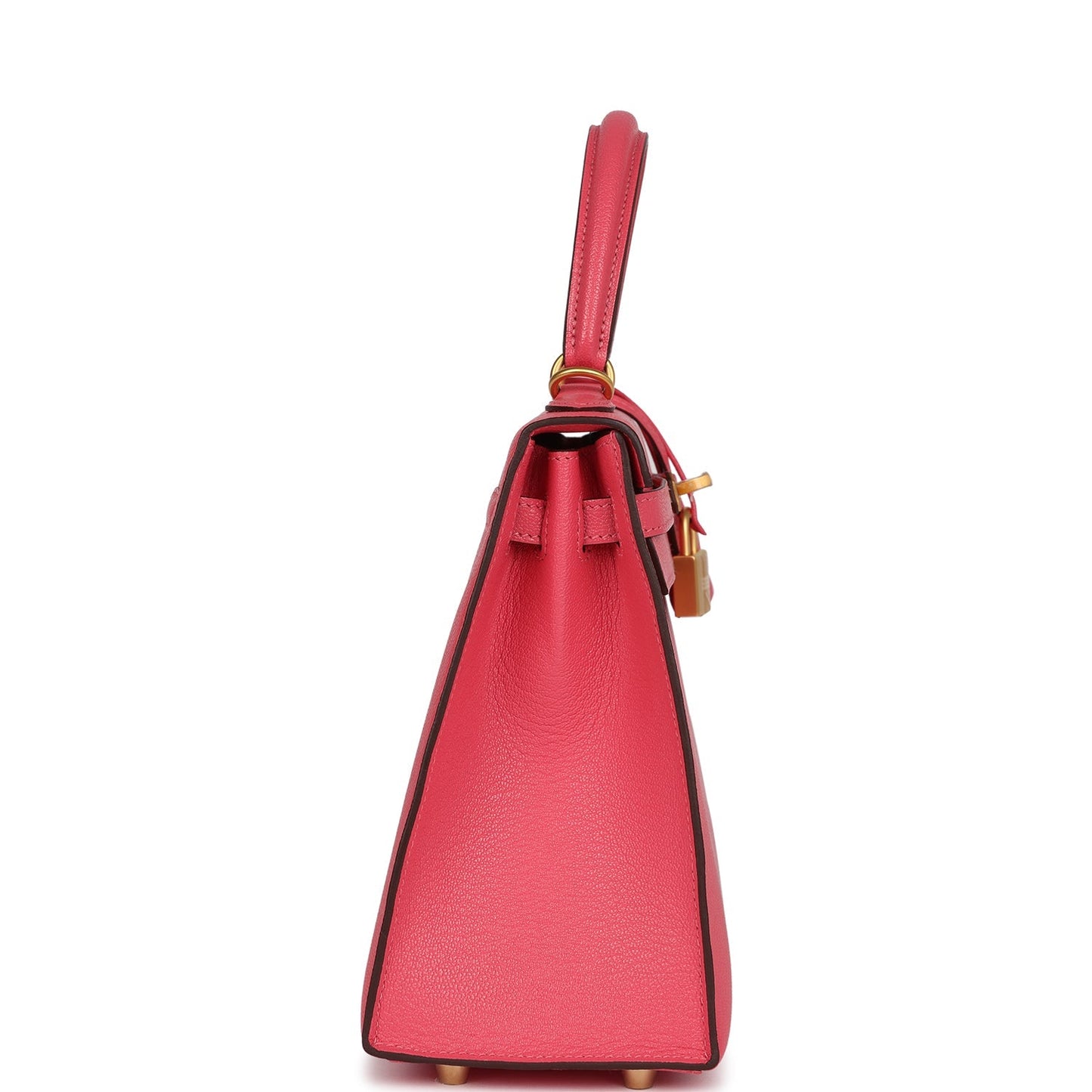 Hermes Special Order (HSS) Kelly Sellier 25 Rose Lipstick Verso Chevre Brushed Gold Hardware