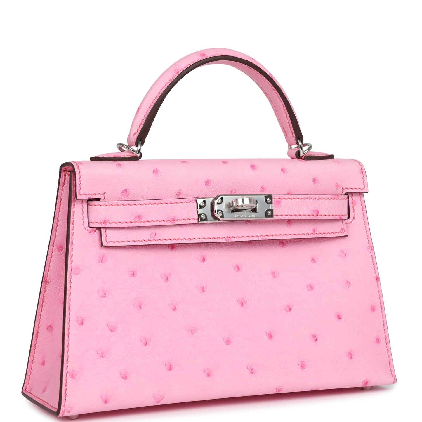 Hermes Kelly Sellier 20 Bubblegum Ostrich Palladium Hardware