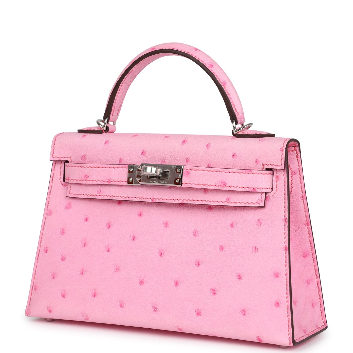 Hermes Kelly Sellier 20 Bubblegum Ostrich Palladium Hardware
