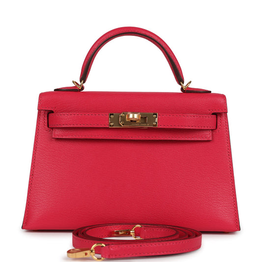 Hermes Kelly Sellier 20 Rose Extreme Chevre Gold Hardware