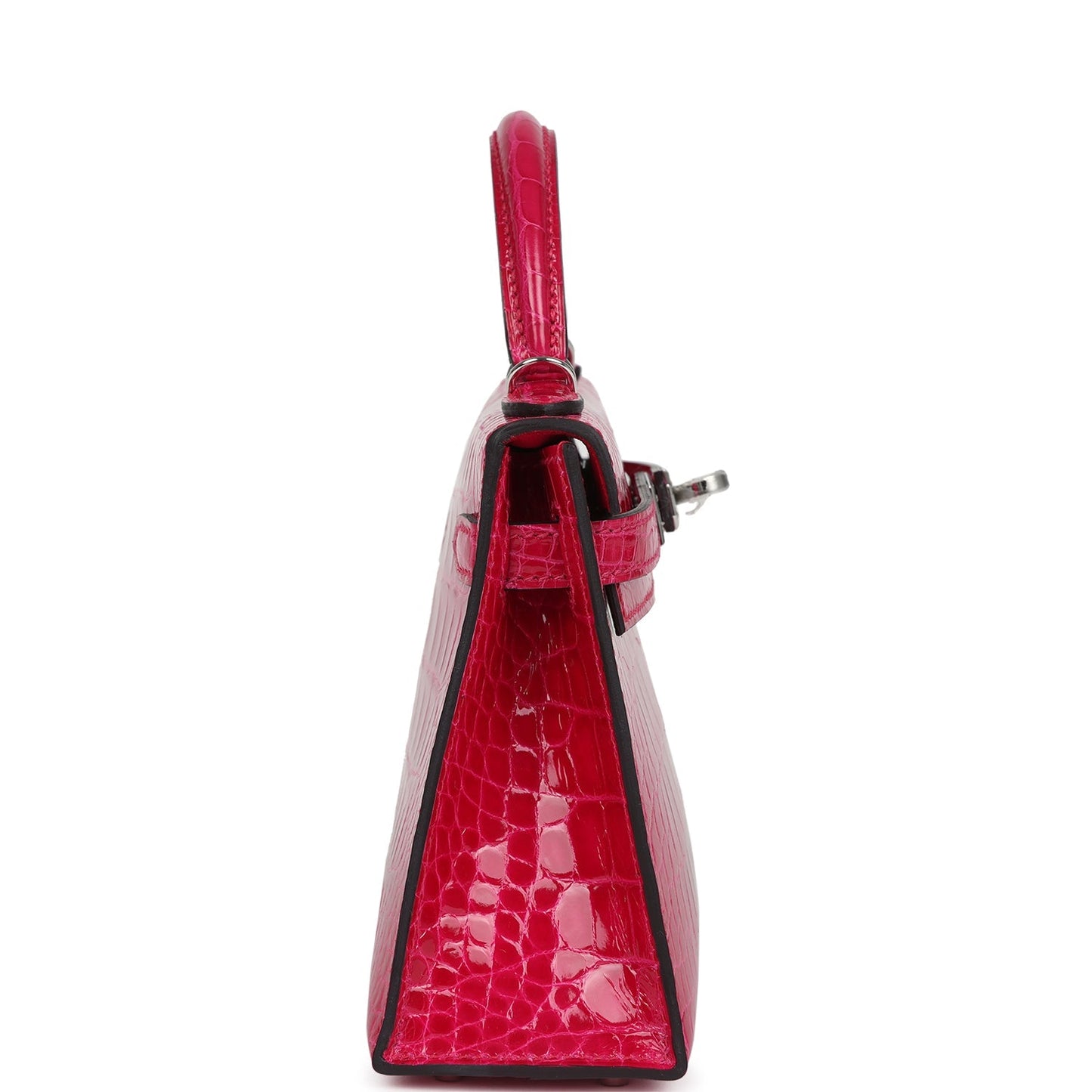 Hermes Kelly Sellier 20 Framboise Shiny Alligator Palladium Hardware