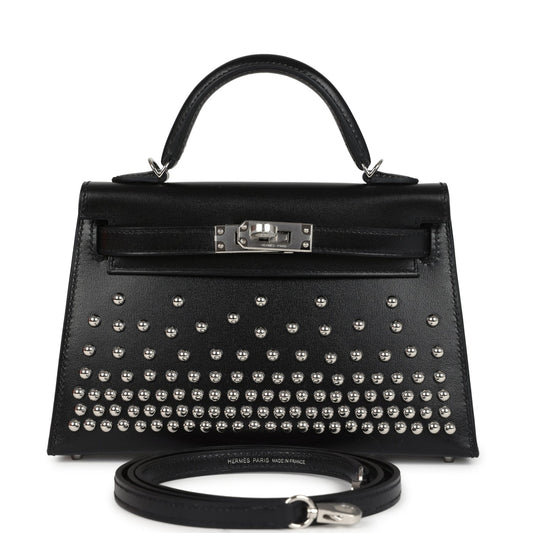 Hermes Kelly Sellier 20 Clouté Black Box Palladium Hardware
